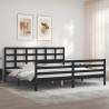 Bed Frame with Headboard Black 200x200 cm Solid Wood Colour black Size 200 x 200 cm 