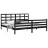 Black Bed Frame with Headboard - Solid Pinewood 200x200 cm