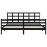 Black Bed Frame with Headboard - Solid Pinewood 200x200 cm