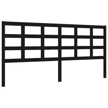 Black Bed Frame with Headboard - Solid Pinewood 200x200 cm