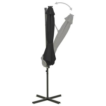 Cantilever Umbrella with LED Lights - 300 cm Black