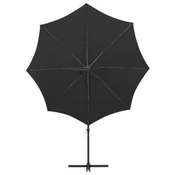 Cantilever Umbrella with LED Lights - 300 cm Black