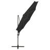 Cantilever Umbrella with LED Lights - 300 cm Black