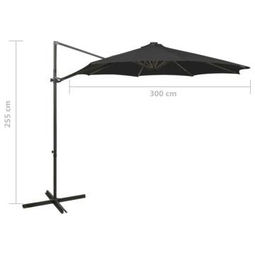 Cantilever Umbrella with LED Lights - 300 cm Black