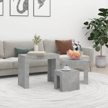 Nesting Coffee Tables Set - Concrete Grey Engineered Wood