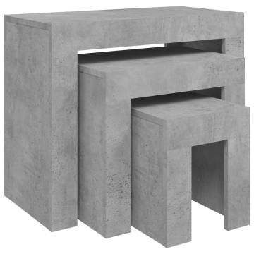 Nesting Coffee Tables Set - Concrete Grey Engineered Wood