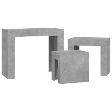 Nesting Coffee Tables Set - Concrete Grey Engineered Wood