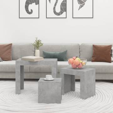 Nesting Coffee Tables Set - Concrete Grey Engineered Wood