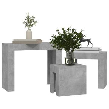 Nesting Coffee Tables Set - Concrete Grey Engineered Wood