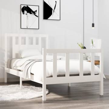 White Solid Wood Bed Frame 75x190 cm - Small Single