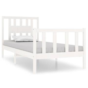 White Solid Wood Bed Frame 75x190 cm - Small Single