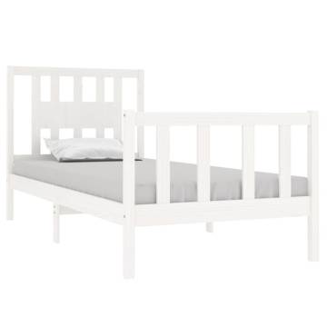 White Solid Wood Bed Frame 75x190 cm - Small Single