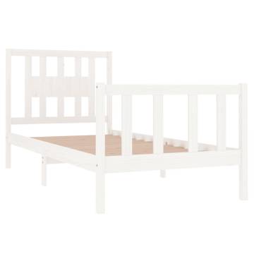 White Solid Wood Bed Frame 75x190 cm - Small Single