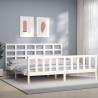 Bed Frame with Headboard White 200x200 cm Solid Wood Colour white Size 200 x 200 cm 