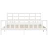 Stylish White Bed Frame with Headboard - 200x200 cm Solid Wood