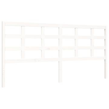 Stylish White Bed Frame with Headboard - 200x200 cm Solid Wood