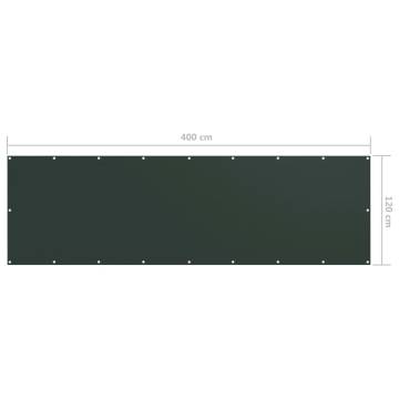 Dark Green Balcony Screen 120x400 cm - Privacy & Shade