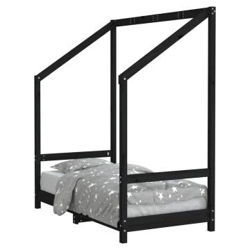 Kids Bed Frame Black 70x140 cm - Solid Pine Wood Design