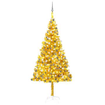 Gold Pre-lit Christmas Tree with Ball Set 210cm - HipoMarket