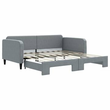 Light Grey Daybed with Trundle - 90x190 cm Fabric Design