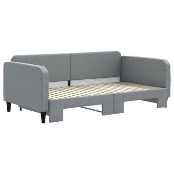 Light Grey Daybed with Trundle - 90x190 cm Fabric Design