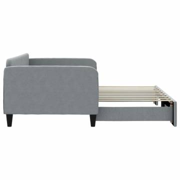 Light Grey Daybed with Trundle - 90x190 cm Fabric Design