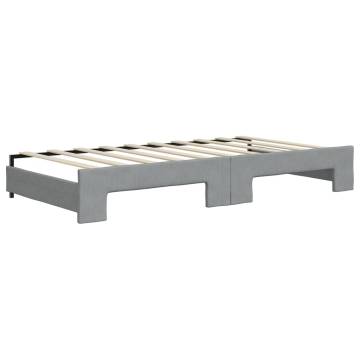 Light Grey Daybed with Trundle - 90x190 cm Fabric Design