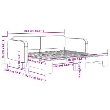 Light Grey Daybed with Trundle - 90x190 cm Fabric Design