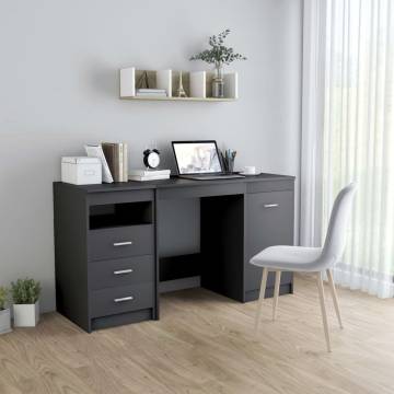 Modern Grey Desk 140x50 cm | Durable Engineered Wood