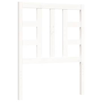 White Small Single Bed Frame with Headboard - Solid Wood