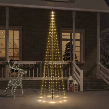 Christmas Tree on Flagpole with 310 Warm White LEDs | Hipomarket