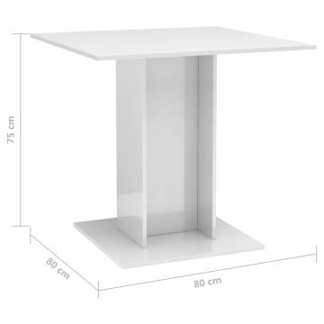 High Gloss White Dining Table 80x80x75 cm | Hipomarket