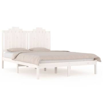 White Solid Wood Pine Bed Frame 120x190 cm - Small Double