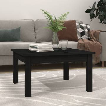 Elegant Black Coffee Table - Solid Pine Wood 55x55x30 cm