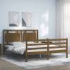 Bed Frame with Headboard Honey Brown King Size Solid Wood Colour honey brown Size 150 x 200 cm 