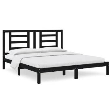 Black Solid Wood Bed Frame - Super King Size 180x200 cm