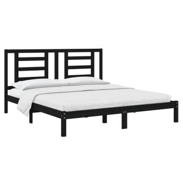 Black Solid Wood Bed Frame - Super King Size 180x200 cm