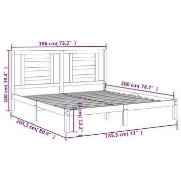 Black Solid Wood Bed Frame - Super King Size 180x200 cm