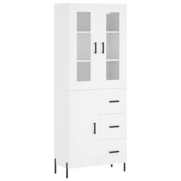 Stylish Highboard White 69.5x34x180 cm Engineered Wood