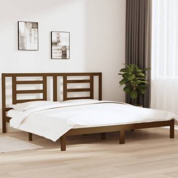 Honey Brown Solid Wood Pine Bed Frame 200x200 cm | Hipo Market