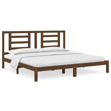 Honey Brown Solid Wood Pine Bed Frame 200x200 cm | Hipo Market