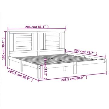 Honey Brown Solid Wood Pine Bed Frame 200x200 cm | Hipo Market