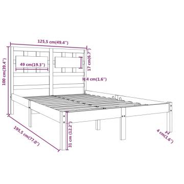 Black Solid Wood Bed Frame 120x190 cm - Small Double