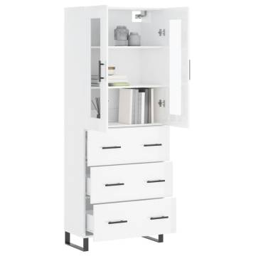 Stylish Highboard High Gloss White - 69.5x34x180 cm