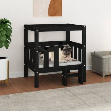 Dog Bed Black 65.5x43x70 cm | Solid Pine Wood - Hipomarket