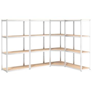 4-Layer Shelves | Silver Steel & Engineered Wood | HipoMarket