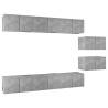 Modern 8 pcs Concrete Grey TV Cabinets | Hipomarket