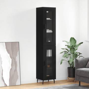 Elegant Highboard Black - 34.5x34x180 cm Engineered Wood