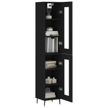 Elegant Highboard Black - 34.5x34x180 cm Engineered Wood