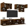 6 Piece TV Wall Cabinet Set with LED Lights Smoked Oak Colour smoked oak Quantity in Package 1 